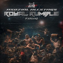 Cover der 102 Boyz 'Asozial Allstars: Royal Rumble Tour' mit k&auml;mpfenden Menschen in einer chaotischen Szene., &copy; links im Bild