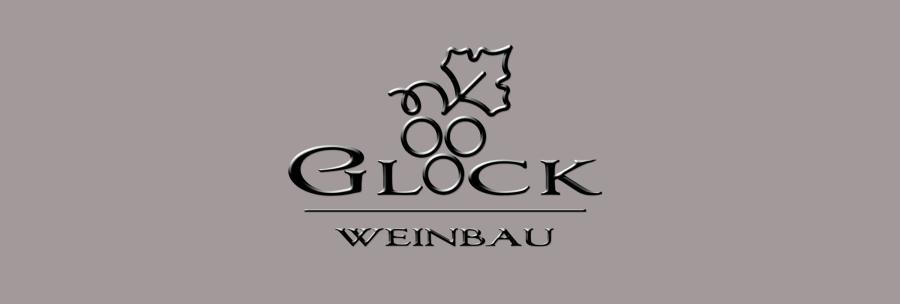 Logo of Weinbau Glock with stylized grapes and a leaf on a gray background., © Weinbau Glock und Sohn GbR