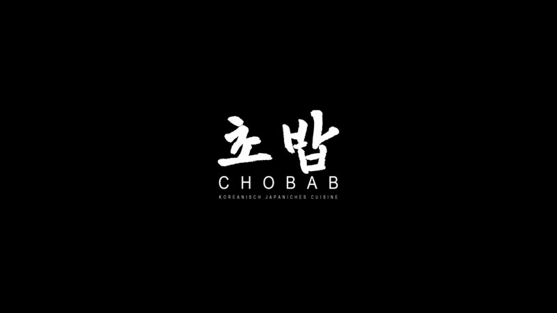 Black and white Chobab logo with Korean characters and the text 'Korean Japanese Cuisine'., &copy; Chobab, Stuttgart