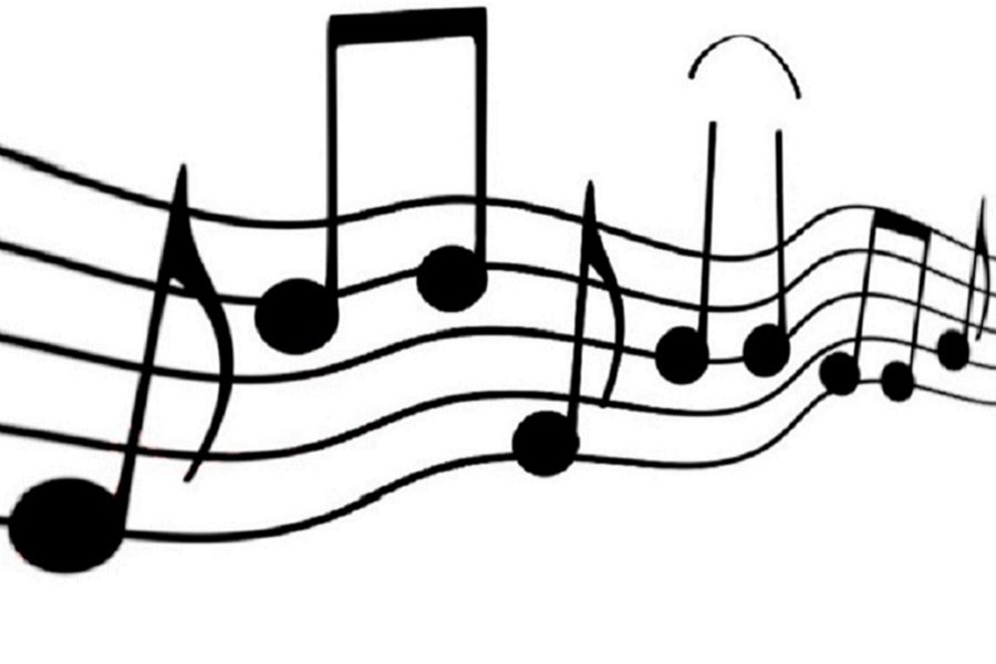 Schwarze Musiknoten auf einem Notenblatt mit geschwungenen Linien, die Bewegung und Rhythmus darstellen., &copy; Pixabay