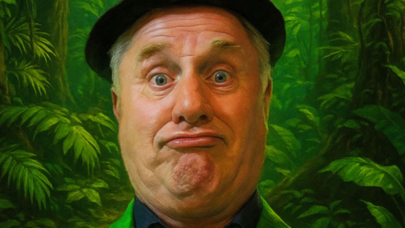 Ein Mann mit einem lustigen Gesichtsausdruck steht vor einem dichten, grünen Dschungelhintergrund. Er trägt einen Hut und ein grünes Jackett., © Bernd Kohlhepp Ein Mann mit einem lustigen Gesichtsausdruck steht vor einem dichten, grünen Dschungelhintergrund. Er trägt einen Hut und ein grünes Jackett., © Bernd Kohlhepp
