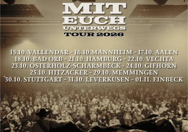Plakat der "Truck Stop" Tour 2026 mit Tourdaten und Städten. Im Hintergrund eine verschwommene Menschenmenge bei einem Konzert., © Truck Stop Plakat der "Truck Stop" Tour 2026 mit Tourdaten und Städten. Im Hintergrund eine verschwommene Menschenmenge bei einem Konzert., © Truck Stop