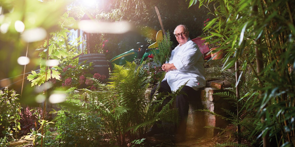 Vincent Klink in his herb garden