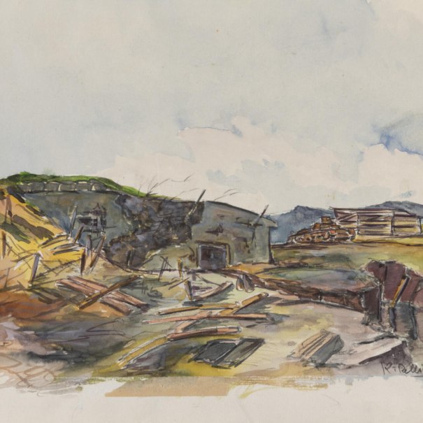 Kurt Dellian, Zerstörter Bunker, 1940, © Kunstmuseum Stuttgart, Foto: Frank Kleinbach, Stuttgart