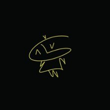 Ein gelbes Strichmännchen auf schwarzem Hintergrund, das aus einfachen Linien besteht., © links im Bild Ein gelbes Strichmännchen auf schwarzem Hintergrund, das aus einfachen Linien besteht., © links im Bild