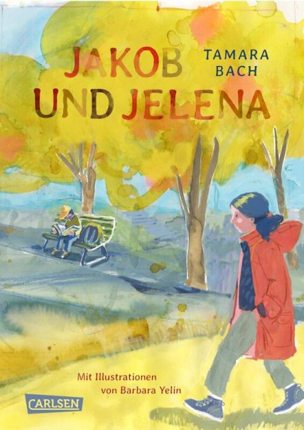 Buchcover von 'Jakob und Jelena' mit einer Illustration: Ein Kind sitzt auf einer Bank, ein anderes geht vorbei. Bäume im Hintergrund, herbstliche Farben., © Literaturhaus Stuttgart Buchcover von 'Jakob und Jelena' mit einer Illustration: Ein Kind sitzt auf einer Bank, ein anderes geht vorbei. Bäume im Hintergrund, herbstliche Farben., © Literaturhaus Stuttgart