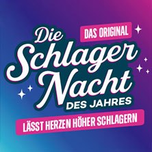 Colorful logo of the event 'Die Schlagernacht des Jahres 2026 - DAS ORIGINAL' with the slogan 'Makes hearts beat faster'., &copy; see on the left