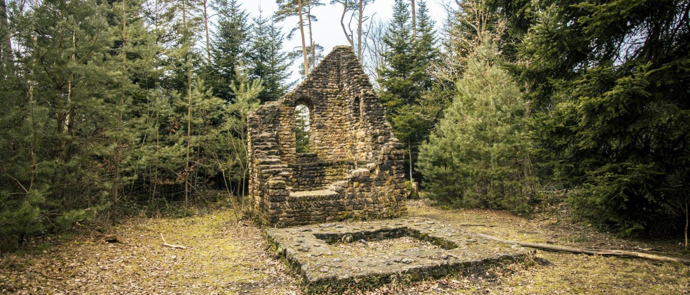The ruins of an old watchtower in the forest, surrounded by tall trees. The tower is made of rough stones and has one window., © SMG Stuttgart Marketing GmbH - Sarah Schmid The ruins of an old watchtower in the forest, surrounded by tall trees. The tower is made of rough stones and has one window., © SMG Stuttgart Marketing GmbH - Sarah Schmid