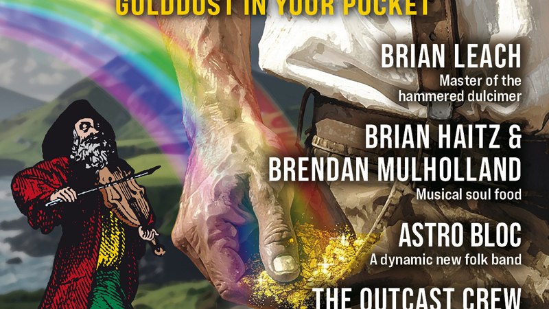 Plakat für das Irish Folk Festival 2026 mit einem Regenbogen, einem Geiger und Künstlernamen wie Brian Leach und The Outcast Crew., © Music Circus Concertbüro GmbH &CoKG Plakat für das Irish Folk Festival 2026 mit einem Regenbogen, einem Geiger und Künstlernamen wie Brian Leach und The Outcast Crew., © Music Circus Concertbüro GmbH &CoKG