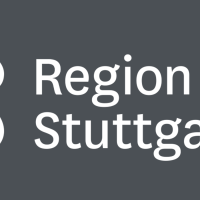 Logo of the Stuttgart Region with a stylized symbol on the left and the lettering 'Region Stuttgart' in white on a grey background., © SMG Logo of the Stuttgart Region with a stylized symbol on the left and the lettering 'Region Stuttgart' in white on a grey background., © SMG