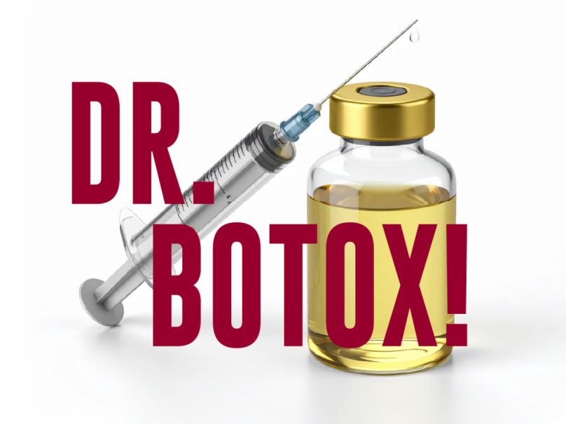 Spritze und Fläschchen mit gelber Flüssigkeit, Text 'DR. BOTOX!' in großen roten Buchstaben., © Theaterschiff Stuttgart