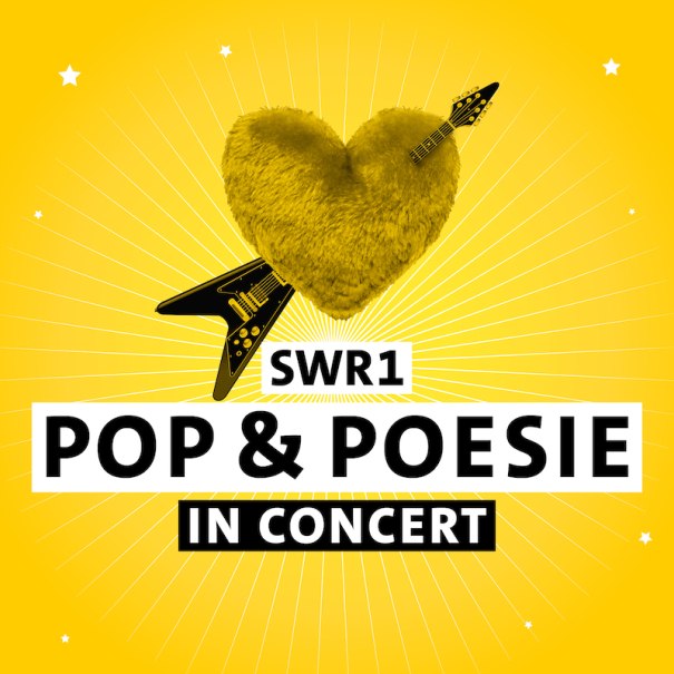 A yellow heart with guitar necks on a yellow background. Text: SWR1 Pop & Poesie in Concert., © C² CONCERTS GmbH A yellow heart with guitar necks on a yellow background. Text: SWR1 Pop & Poesie in Concert., © C² CONCERTS GmbH