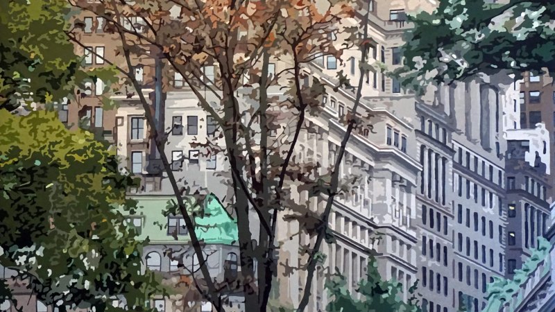 Joeggu Hossmann - Walkin' Thru The Battery | 2025, Öl auf Leinwand, 100 x 170 cm, © Joeggu Hossmann