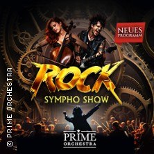 Werbung für die Prime Orchestra Rock Sympho Show mit Musikern und Zahnrädern im Hintergrund. Der Text "Neues Programm" ist sichtbar., © links im Bild Werbung für die Prime Orchestra Rock Sympho Show mit Musikern und Zahnrädern im Hintergrund. Der Text "Neues Programm" ist sichtbar., © links im Bild
