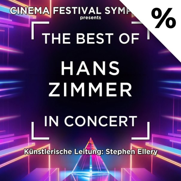 Buntes Plakat f&uuml;r 'The Best of Hans Zimmer in Concert', k&uuml;nstlerische Leitung: Stephen Ellery. Leuchtende geometrische Formen im Hintergrund., &copy; Highlight Concerts GmbH