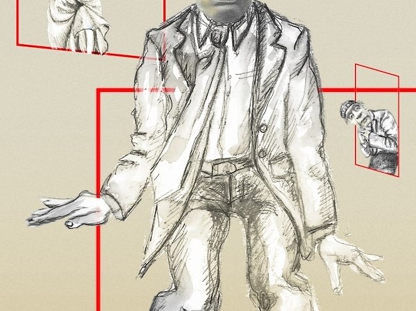 Surrealistische Zeichnung mit drei Figuren in geometrischen roten Rahmen. Eine große Figur im Vordergrund, zwei kleinere im Hintergrund. Ausdrucksstarke Gesichter., © Theaterhaus Stuttgart e.V. Surrealistische Zeichnung mit drei Figuren in geometrischen roten Rahmen. Eine große Figur im Vordergrund, zwei kleinere im Hintergrund. Ausdrucksstarke Gesichter., © Theaterhaus Stuttgart e.V.