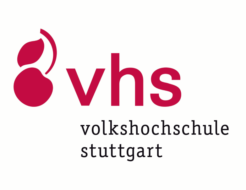 Logo der Volkshochschule Stuttgart mit rotem Symbol und Schriftzug auf olivgr&uuml;nem Hintergrund., &copy; volkshochschule stuttgart