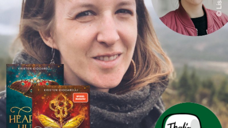 Portr&auml;t einer Frau mit den Buchcovern von "Heartless Hunter" und "Rebel Witch". Oben rechts ein weiteres Portr&auml;t und das Thalia Live Logo., &copy; Thalia Deutschland GmbH & Co. KG