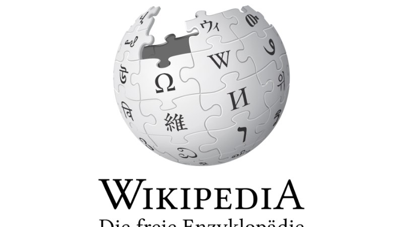 Wikipedia-Logo: Ein Globus aus Puzzleteilen mit verschiedenen Schriftzeichen und der Schriftzug 'Wikipedia Die freie Enzyklopädie' darunter., © Logo: Wikipedia