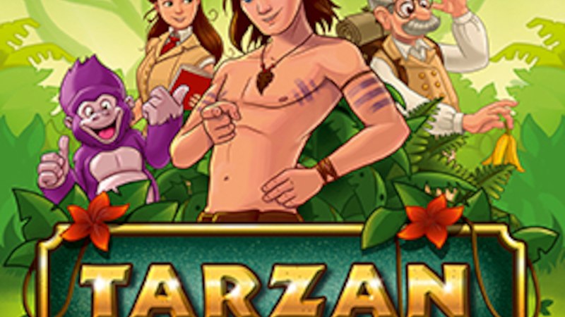 Illustration von Tarzan, einem Gorilla und zwei Menschen im Dschungel. Der Schriftzug 'Tarzan – Das Musical' ist prominent zu sehen., © Theater Liberi
