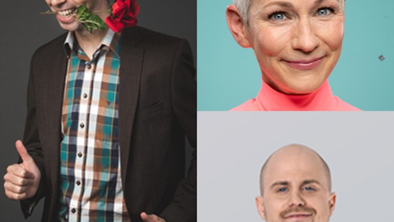 Collage von drei Personen: links ein Mann mit Rose im Mund, rechts oben eine Frau mit kurzem Haar, rechts unten ein Mann mit Glatze., &copy; Renitenztheater Stuttgart e.V.