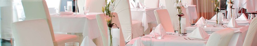 Elegant restaurant with white tablecloths, stylishly laid tables and flower arrangements. Bright, modern furnishings with large windows., &copy; &Acirc;&copy; AMICI