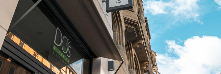 Exterior view of DO's Vietnam Street Food Restaurant with blue sky and clouds in the background., &copy; SMG Stuttgart Marketing GmbH - Sarah Schmid