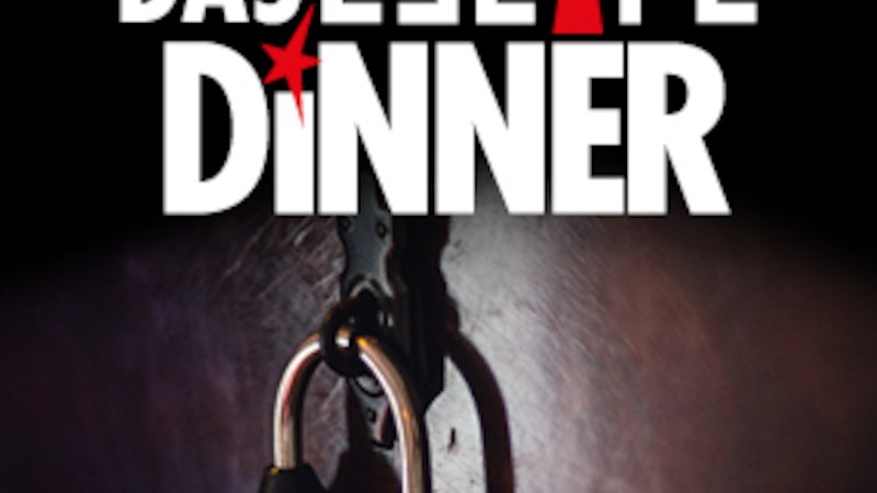 A padlock with a numerical code hangs on a dark wall. Above it is the lettering 'Das Escape Dinner' in white lettering with a red accent., &copy; engesser marketing GmbH