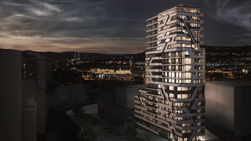 Nachtansicht des CLOUD N°7 Apartments in Stuttgart. Das moderne Hochhaus ist beleuchtet und hebt sich vor der nächtlichen Skyline der Stadt ab., © CLOUD N°7 APARTMENTS GmbH Nachtansicht des CLOUD N°7 Apartments in Stuttgart. Das moderne Hochhaus ist beleuchtet und hebt sich vor der nächtlichen Skyline der Stadt ab., © CLOUD N°7 APARTMENTS GmbH