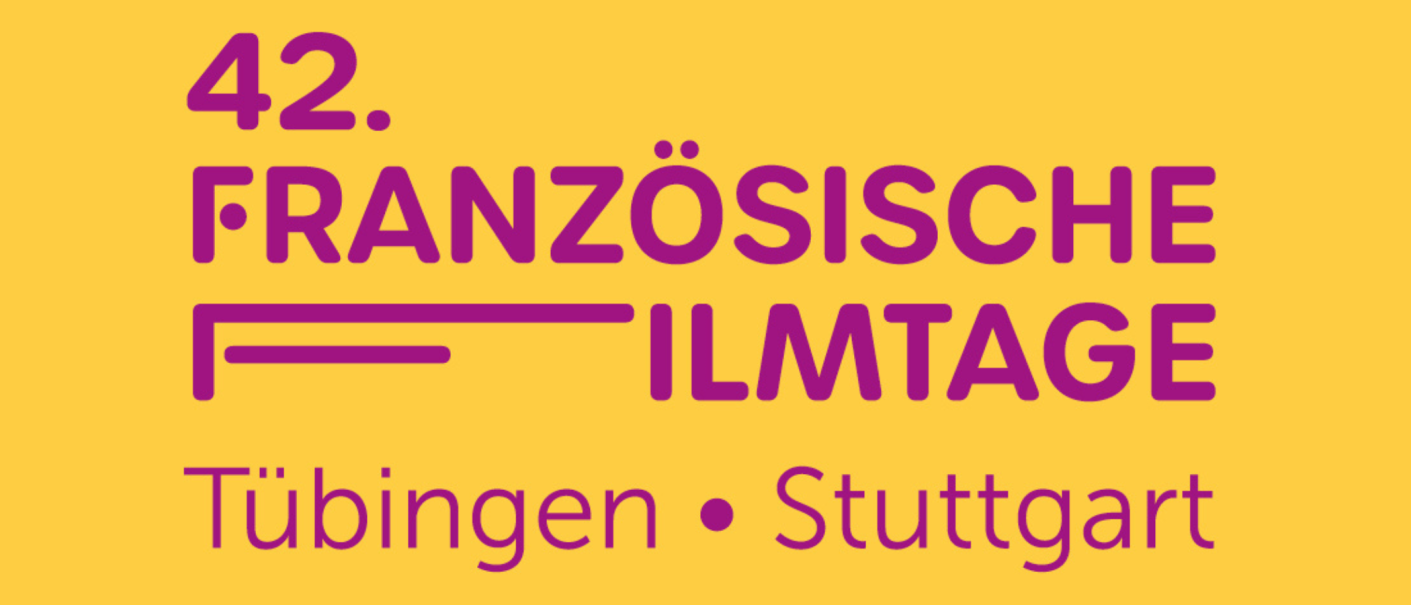 Logo der 42. Französischen Filmtage in Tübingen und Stuttgart, violetter Text auf gelbem Hintergrund., © FFT2025_Logo