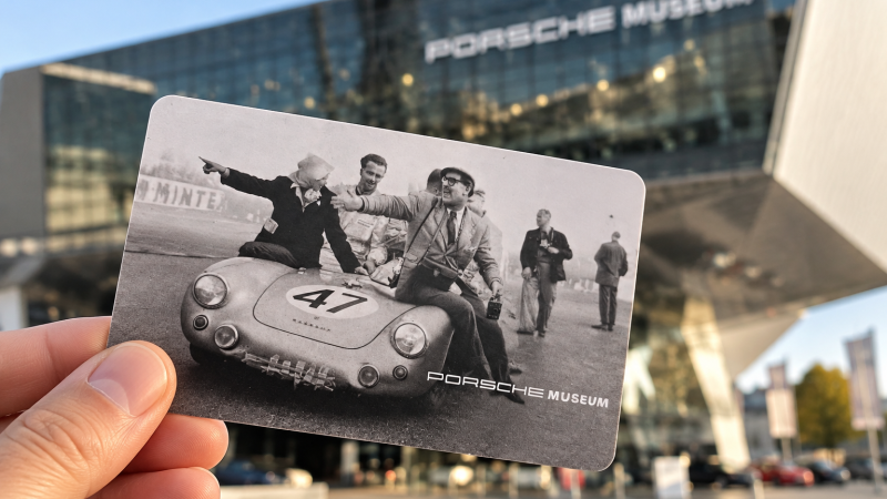 Porsche-Museum-Ticket vor moderner Kulisse, © KI-generiert Porsche-Museum-Ticket vor moderner Kulisse, © KI-generiert