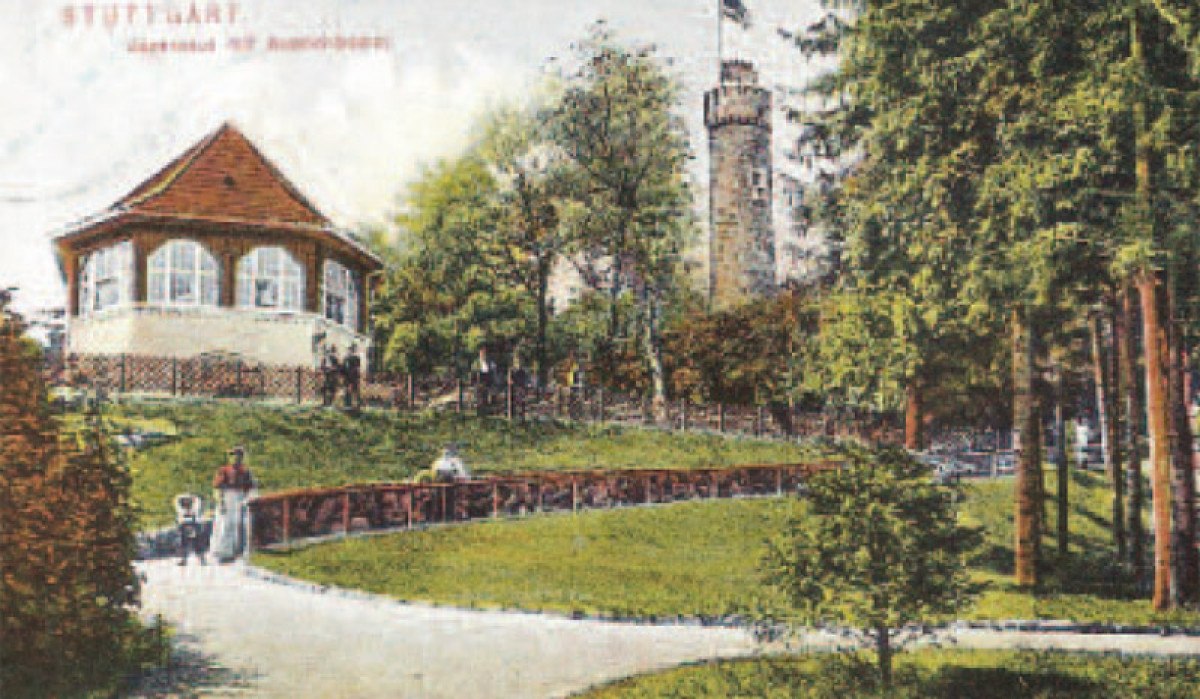 Postkarte aus dem Jahr 1910, Jägerhaus und Hasenbergturm, © Stuttgart-Marketing GmbH