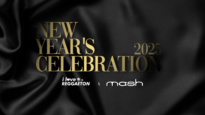 Goldene Schrift auf schwarzem Hintergrund kündigt die New Year's Celebration 2025 an. Logos von 'I Love Reggaeton' und 'Mash' sind sichtbar., © LoveReggaeton.de GbR Goldene Schrift auf schwarzem Hintergrund kündigt die New Year's Celebration 2025 an. Logos von 'I Love Reggaeton' und 'Mash' sind sichtbar., © LoveReggaeton.de GbR