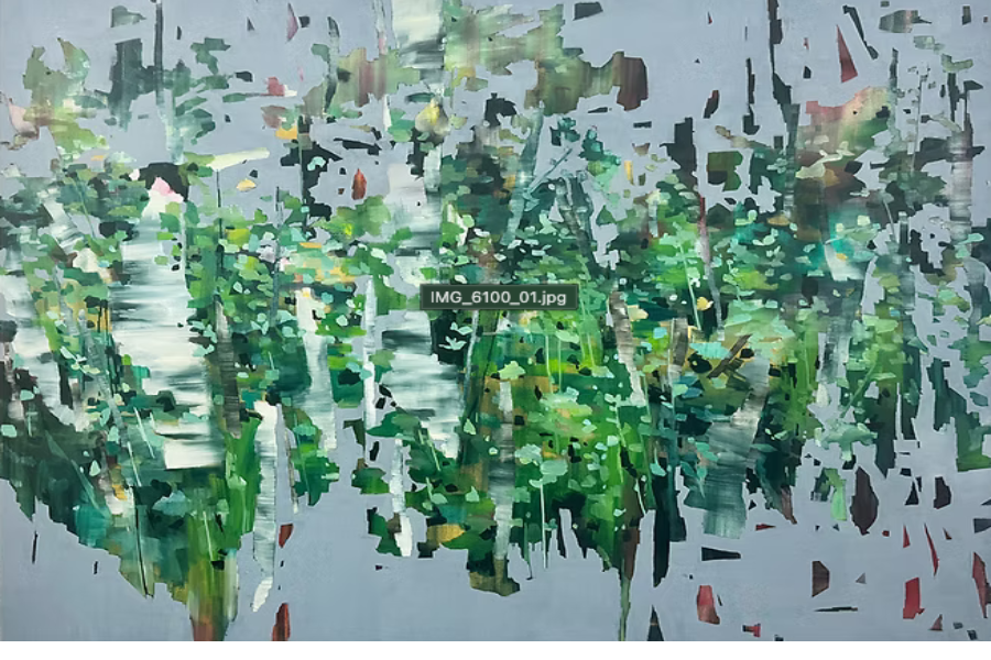 Landscape Composition -1- (2024) Oil on canvas, 160 &times; 120 cm, &copy; Nozomi Hasegawa