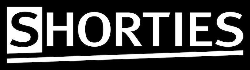 Wei&szlig;es Logo mit dem Wort 'SHORTIES' auf schwarzem Hintergrund, wobei das 'S' in einem Quadrat hervorgehoben ist., &copy; FITZ Das Theater animierter Formen