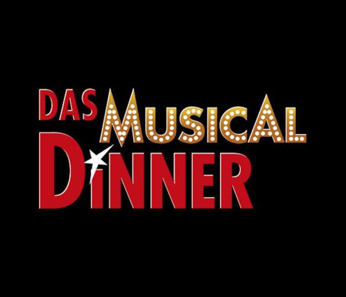 Logo of 'Das Musical Dinner' in red and gold letters on a black background, with a star as an accent., &copy; engesser marketing GmbH