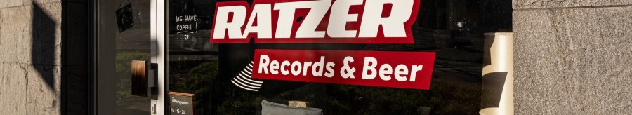 Shop window with large sticker "Ratzer Records & Beer"., &copy; SMG, Sarah Schmid