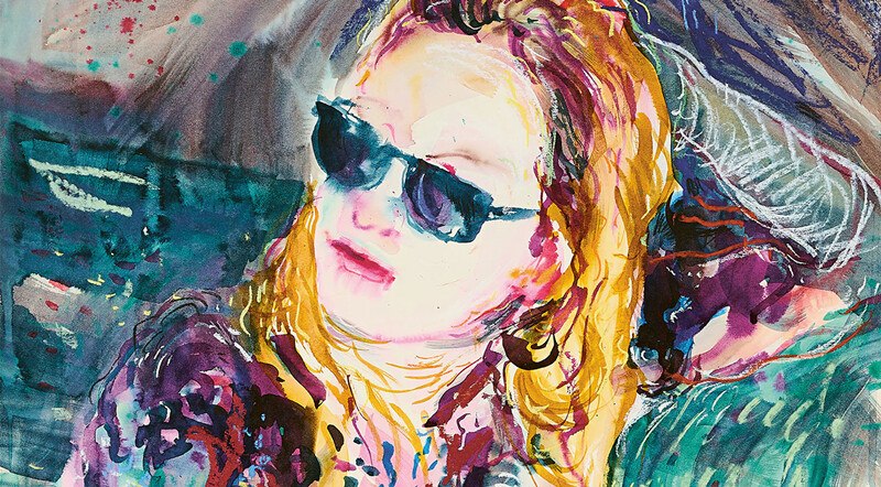 Ein lebhaftes, farbenfrohes Portr&auml;t einer Frau mit Sonnenbrille und blonden Haaren. Der Hintergrund ist abstrakt und dynamisch gestaltet., &copy; W&uuml;rttembergische Staatstheater Stuttgart