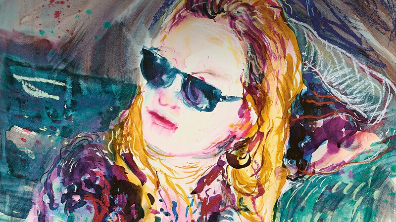 Buntes Gemälde einer Person mit Sonnenbrille und langen Haaren, umgeben von lebhaften Farben und abstrakten Formen., © Württembergische Staatstheater Stuttgart