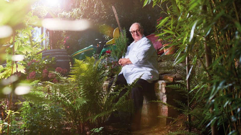 Vincent Klink in his herb garden