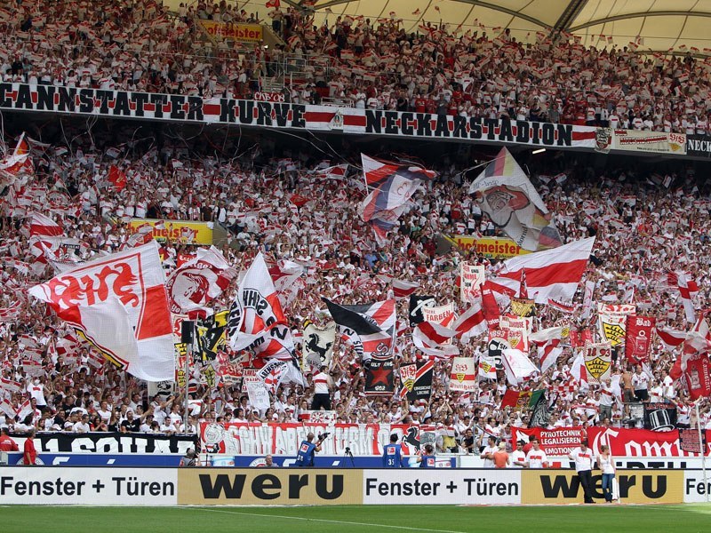 VfB fans in the MHPArena Stuttgart
