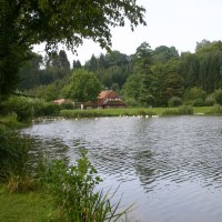 An idyllic lake with a half-timbered house in the background, surrounded by lush vegetation and trees., © Touristikgemeinschaft Hohenlohe e. V. | Susanne Schleussner An idyllic lake with a half-timbered house in the background, surrounded by lush vegetation and trees., © Touristikgemeinschaft Hohenlohe e. V. | Susanne Schleussner