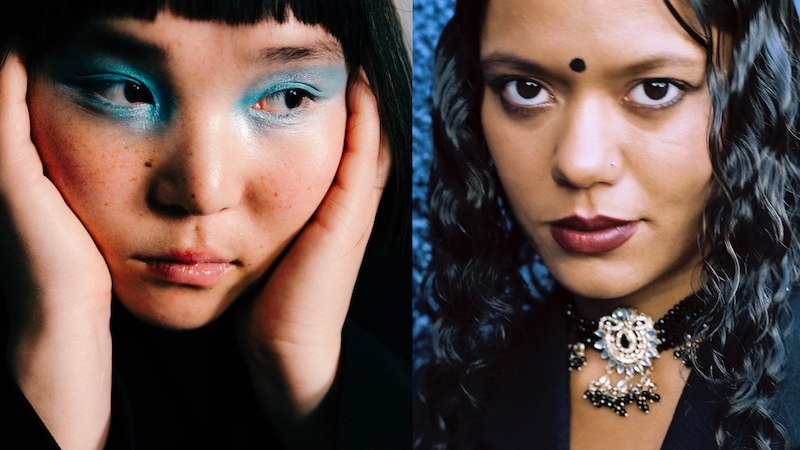 Zwei Frauenporträts nebeneinander: links mit blauem Lidschatten und kurzem Pony, rechts mit dunklem Lippenstift und lockigem Haar., © Theaterhaus Stuttgart e.V. Zwei Frauenporträts nebeneinander: links mit blauem Lidschatten und kurzem Pony, rechts mit dunklem Lippenstift und lockigem Haar., © Theaterhaus Stuttgart e.V.