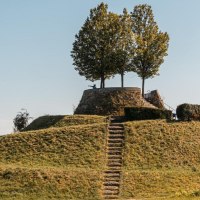 Eine grasbewachsene Erhebung mit einer Treppe f&uuml;hrt zu einer Plattform mit B&auml;umen. Der Himmel ist klar und blau., &copy; Stuttgart-Marketing GmbH, Sarah Schmid