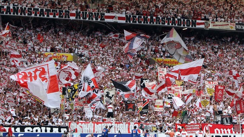 VfB fans in the MHPArena Stuttgart