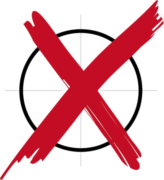 Ein rotes Kreuz auf einem schwarzen Kreis, das eine Wahlentscheidung symbolisiert., © Wilhelma Theater