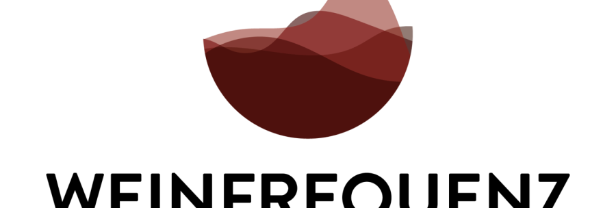 Logo of SoLaWi Weinfrequenz: A stylized wine glass with overlapping red waves representing a liquid., &copy; Weinfrequenz