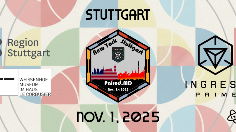Eventgrafik mit Logos von Region Stuttgart, Weissenhof Museum, Ingress Prime und Niantic Spatial. Text: Stuttgart, New York, 1. November 2025., © Ingress Eventgrafik mit Logos von Region Stuttgart, Weissenhof Museum, Ingress Prime und Niantic Spatial. Text: Stuttgart, New York, 1. November 2025., © Ingress