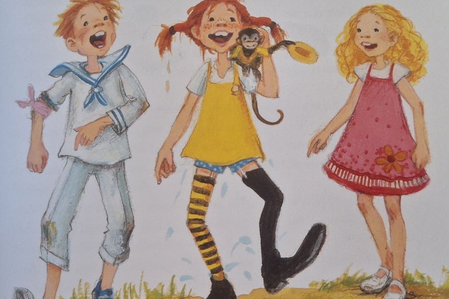 Bild von Katrin Engelking, © Copyright-Vermerk:  Astrid Lindgren, Katrin Engelkind, Cäcile Heinig, Pippi Langstrumpf. Alle Abenteuer in einem Band, Friedrich Oetinger, 2020 Hamburg, S81