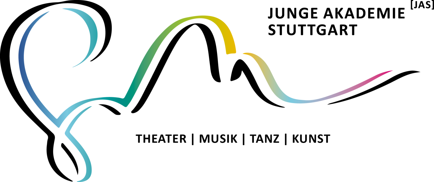 Abstrakte, geschwungene Linie in Regenbogenfarben auf schwarzem Hintergrund, die an ein stilisiertes Logo erinnert., © Junge Akademie Stuttgart GmbH Abstrakte, geschwungene Linie in Regenbogenfarben auf schwarzem Hintergrund, die an ein stilisiertes Logo erinnert., © Junge Akademie Stuttgart GmbH